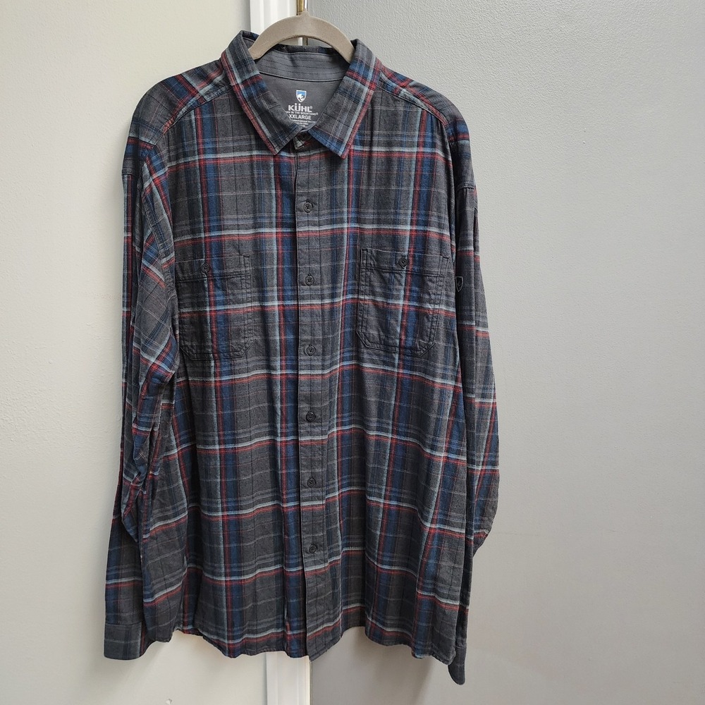 Kuhl Response Lite Long Sleeve Shirt Mens Size  XXL Plaid  Gray Blue Red